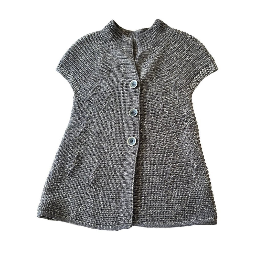 Adorable Boho Knit Sweater Vest with Big Buttons M